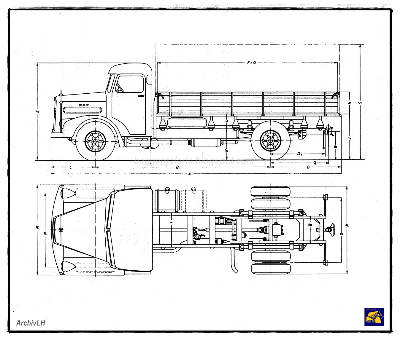 Bagger Galerie Construction Machines: MAN LKW Truck Zeichnung