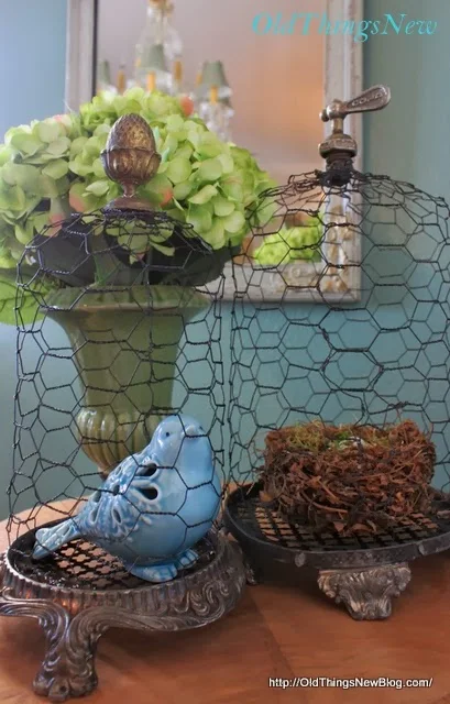 Make your own junky chicken wire cloche - by Old Things New, featured on http://www.ilovethatjunk.com