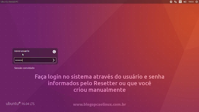 Tela de login do Ubuntu 16.04 LTS