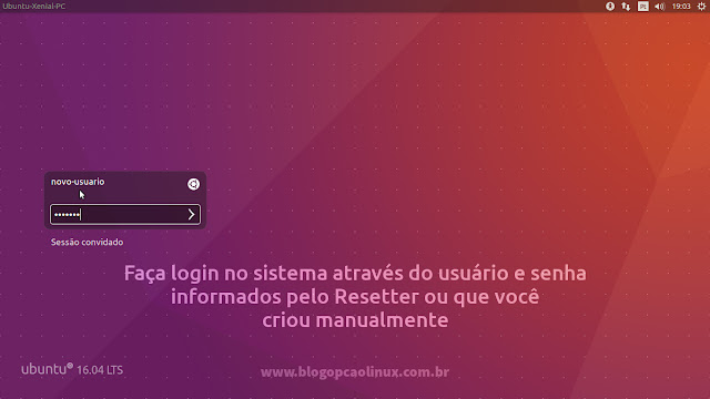 Tela de login do Ubuntu 16.04 LTS Tela de login do Ubuntu 16.04 LTS