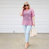 Lavender Lace + Pinstripe Pants | Cato