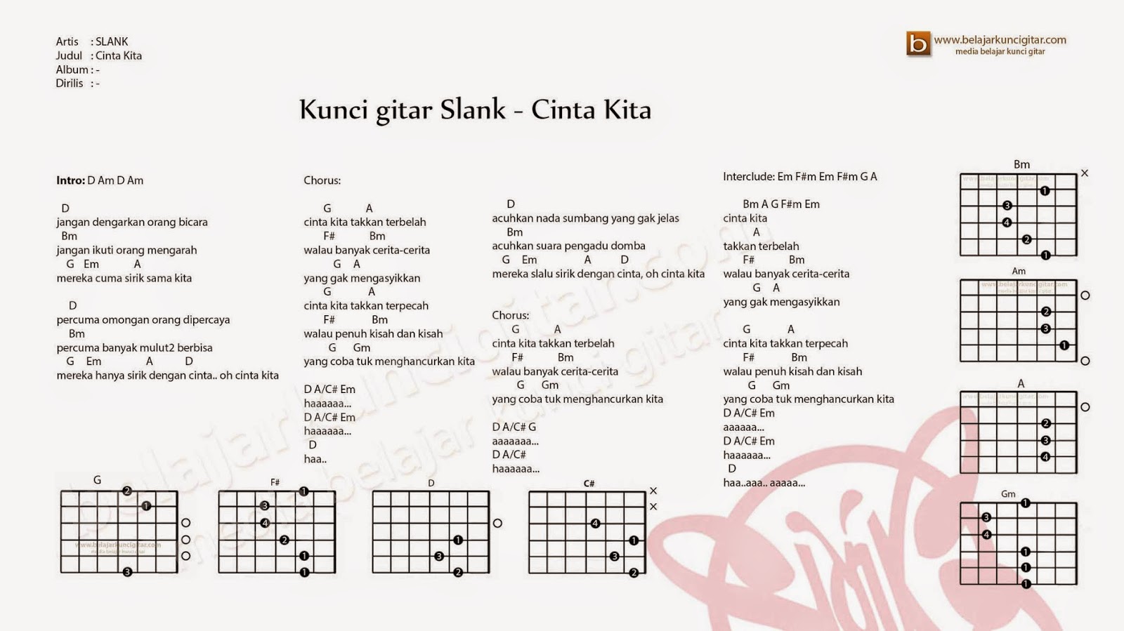 Chord Gitar Slank Cinta Kita : Lirik dan Chord Kunci Gitar Cinta Sejati