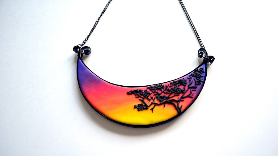 collar atardecer africano arcilla polimérica
