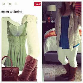 "Fashion Advice" from an organizing blogger :: OrganizingMadeFun.com -- sweater blazer, turquoise top, boots
