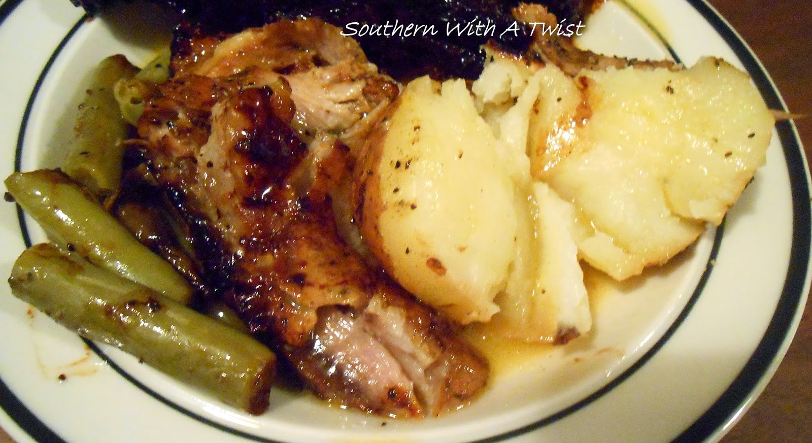 Southern With A Twist Greek Pork Loin with Red Potatoes and Green Beans