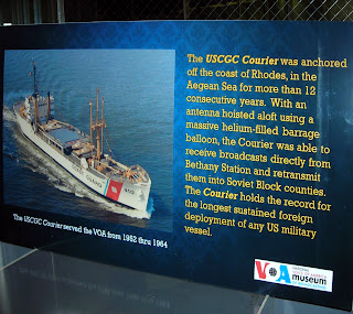 Display at the National Voice of America Museum of Broadcasting, Butler County, Ohio, Depicting Ship That Retransmitted Voice of America; Photograph by Robert T. Rhode