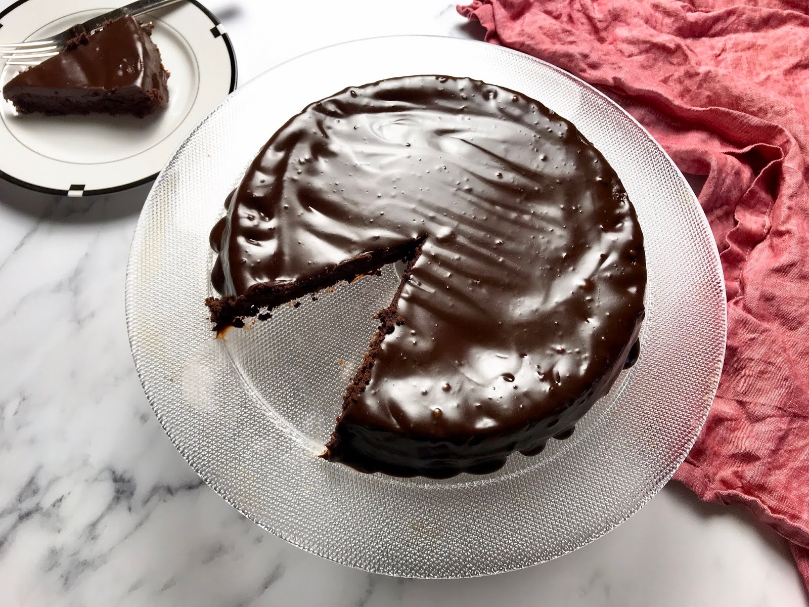 Flourless Chocolate Mocha Fudge Cake with Chocolate Ganache