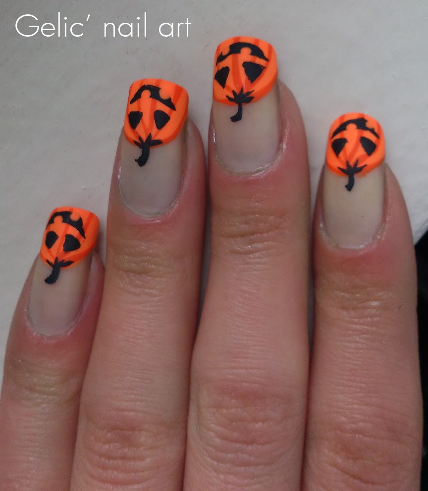 Gelic' nail art: Halloween pumpkin funky french - Matte version