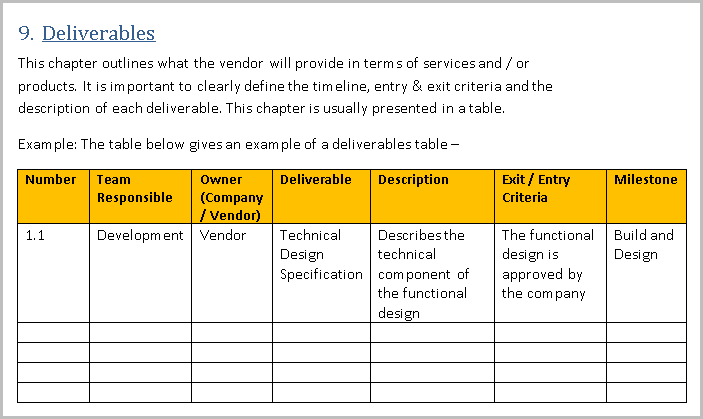 SOW template Deliverable