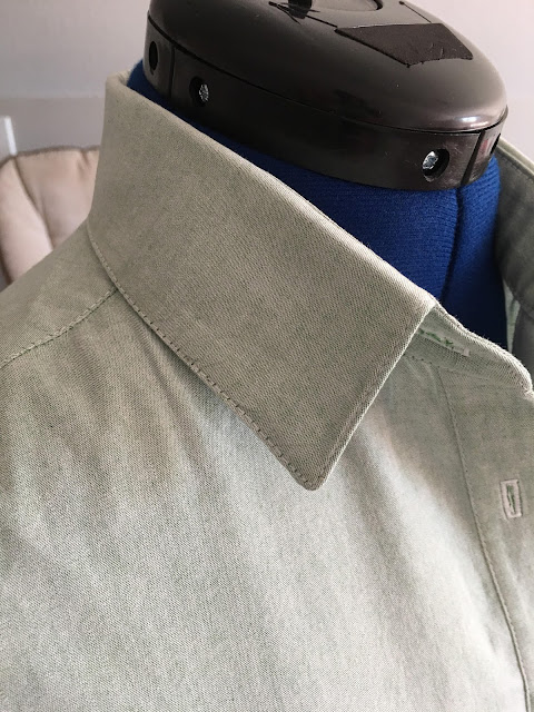 Archer Shirt made from IndieSew chambray - collar detail