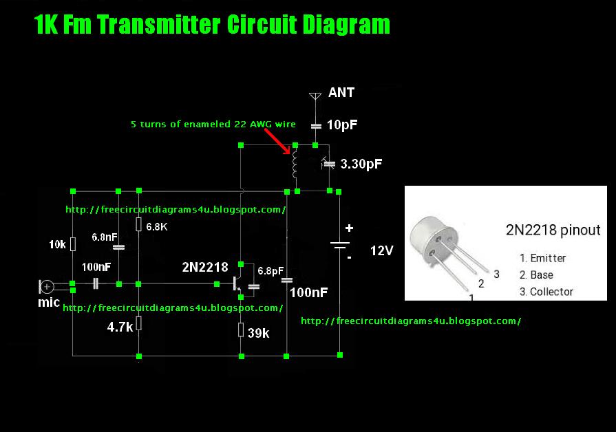 FREE CIRCUIT DIAGRAMS 4U 1Km Fm transmitter circuit diagram