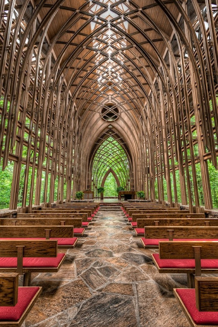A glass chapel in the woods! This is breath-taking. Awesome place to get married.