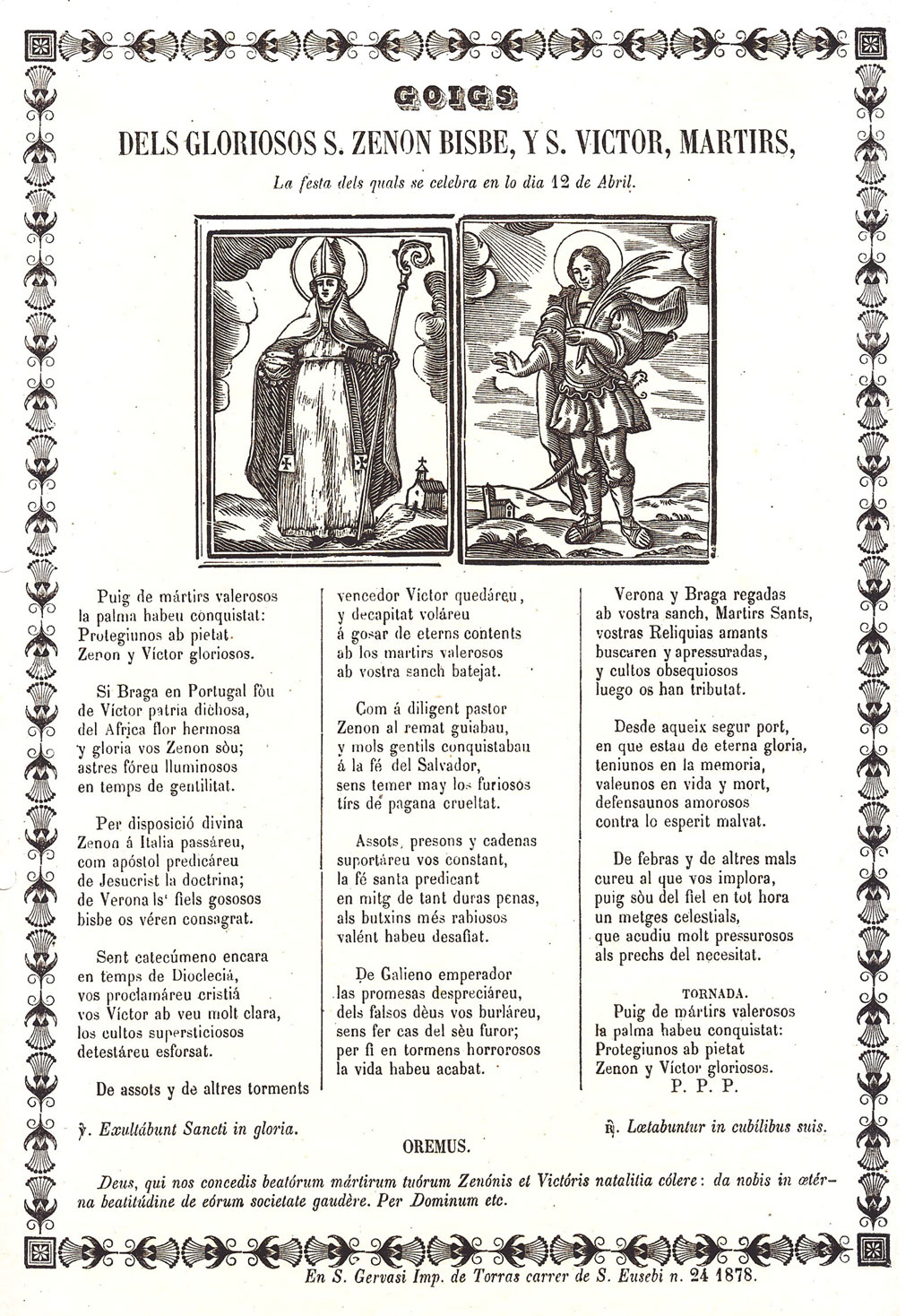 biblio goigs Goigs de sant Zenon bisbe i de sant Víctor màrtir, la