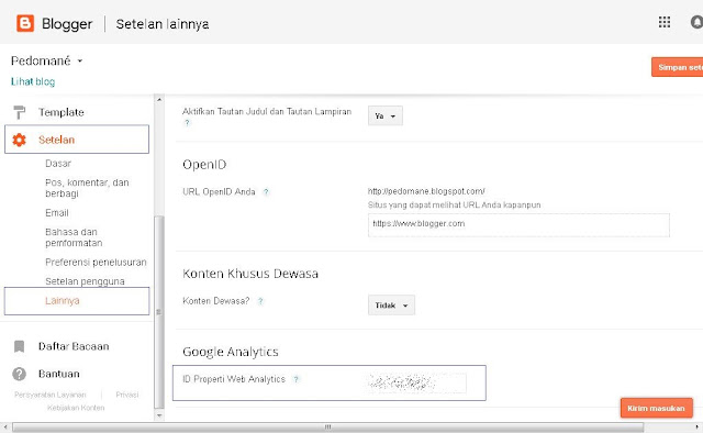 Cara melihat id pelacakan properti google analytics
