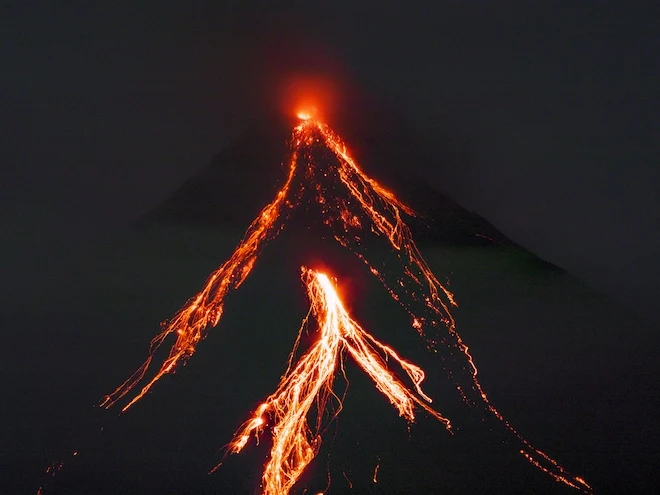 Lava flows from the Mayon volcano stretched for 3.6 km