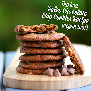 The Best Paleo Chocolate Chip Cookies Recipe - grain free, flourless, gluten free, vegan, egg free, dairy free, sugar free, clean eating recipe, nut free option, healthy, simple, easy