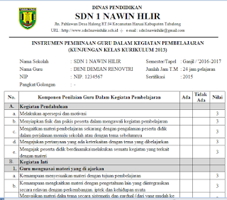 Aplikasi Supervisi Kunjungan Kelas Kurikulum 2013 dan KTSP