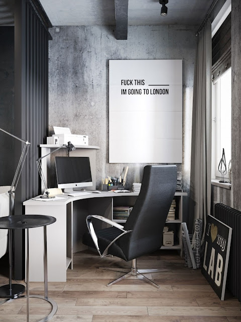 black and white home office design