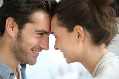 couple in love smiling at each other