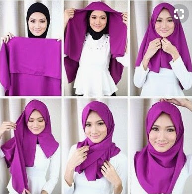 tutorial hijab pesta segi empat modern terbaru