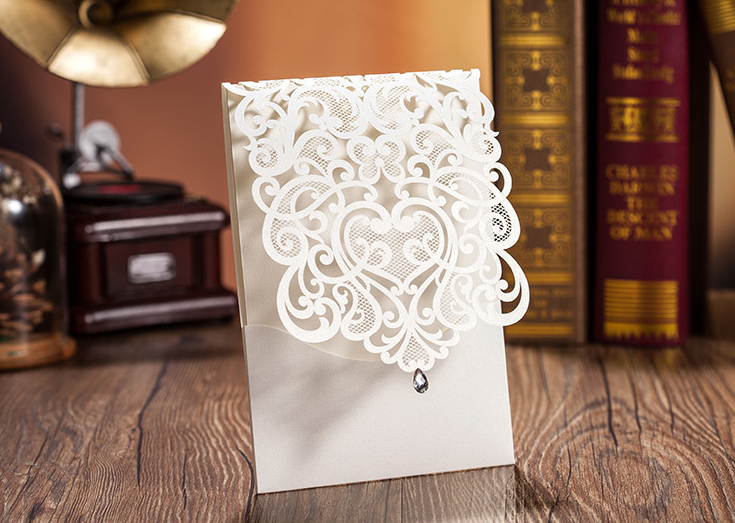 White Laser Cut Wedding Card Malaysia