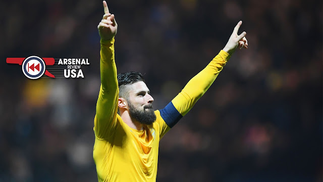 Olivier Giroud Celebrates Against Preston North End