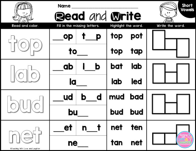Freebielicious: FREE Read and Write CVC Word Activity Sheet