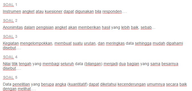 Contoh Soal Analisis Data Kuantitatif