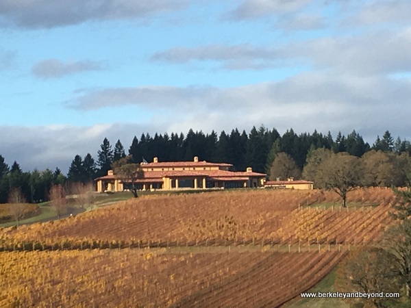 exterior of Domaine Serene in Dayton in Willamette Valley in Oregon exterior of Domaine Serene in Dayton in Willamette Valley in Oregon