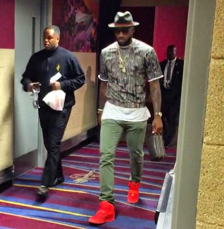 THE SNEAKER ADDICT: LeBron James Wearing 'Red October' Yeezys to Game 3 ...
