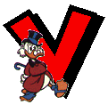 Alfabeto de Mickey y sus amigos con letras rojas V.