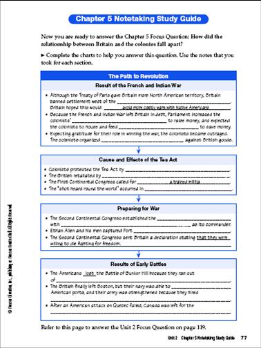 Section 4 The American Revolution Study Guide