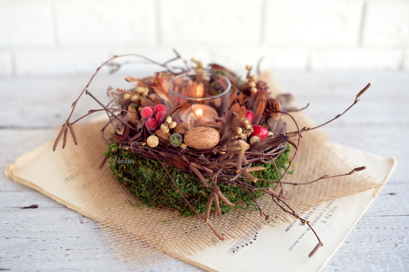 flower arrangement \ цветочная композиция-подсвечник