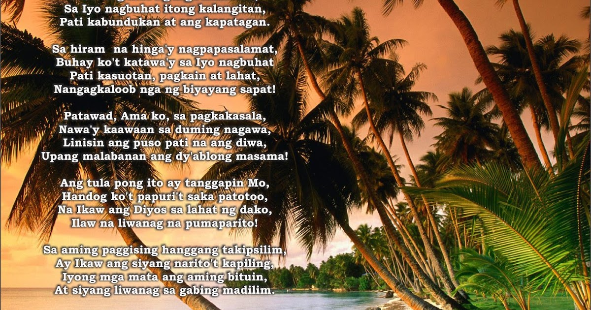 Mga Tagalog na Panalangin: Panalangin na Tula with Image