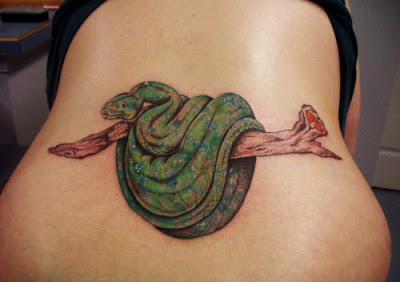 3D Snakes Tattoo on Lower Back