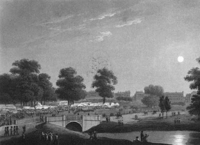 The grand fair in Hyde Park in 1814 from An Historical Memento by E Orme (1814) The grand fair in Hyde Park in 1814 from An Historical Memento by E Orme (1814)
