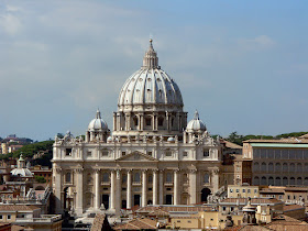 St Peter's Basilica in Rome, as seen from the roof of  Castel Sant'Angelo