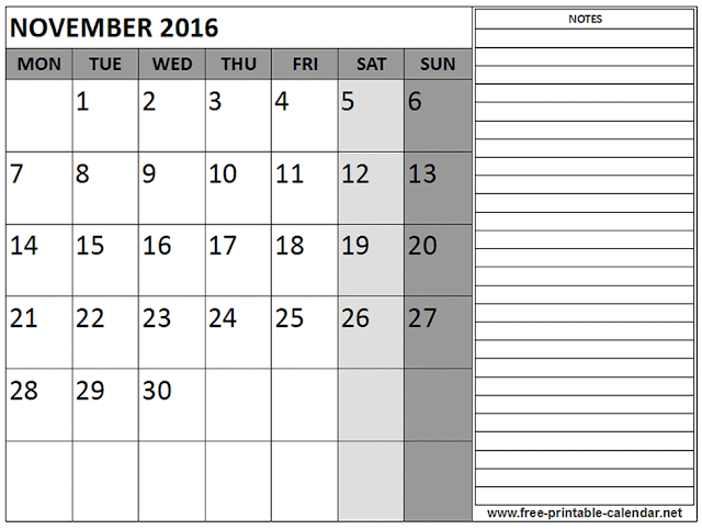 November 2016 Calendar, November 2016 Calendar Landscape, November 2016 Calendar Portrait, November 2016 Calendar A4, November Calendar 2016