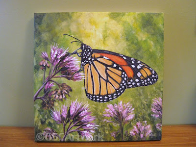 monarch butterfly insect bug animal wildlife nature joe pye weed flower acrylic painting art