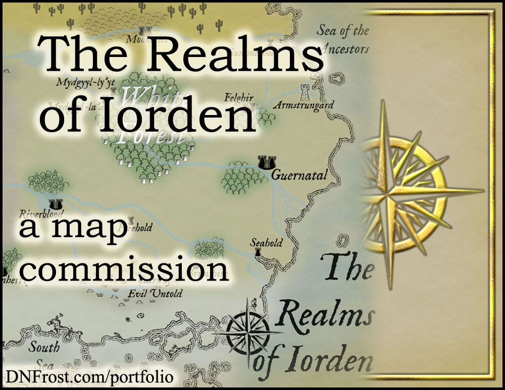 The Realms of Iorden: fantasy world for the podcast TOAFN http://www.dnfrost.com/2016/06/the-realms-of-iorden-map-commission.html A map commission by D.N.Frost @DNFrost13 Part 1 of a series.