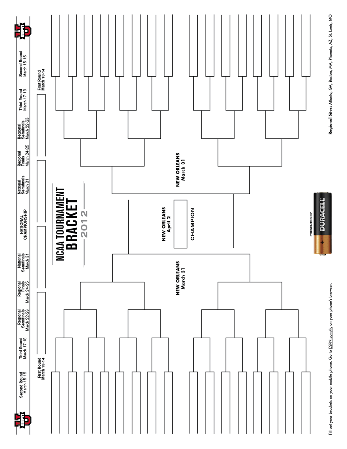 Music Is My Soul: March Madness: 2012 NCAA Men&rsquo;s Basketball Tournament Printable Bracket (Blank)
