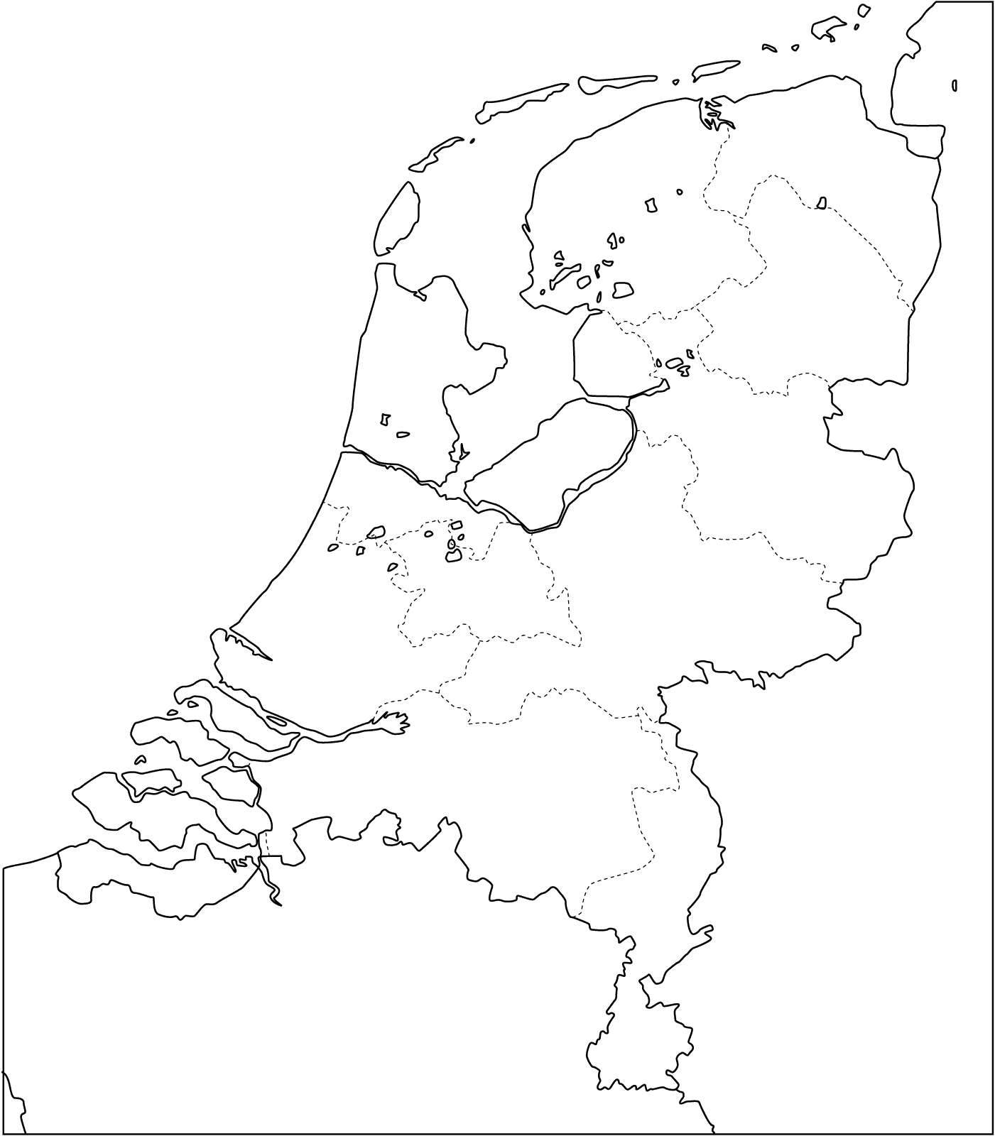 Landkarte Schwarz Weiß Niederlande