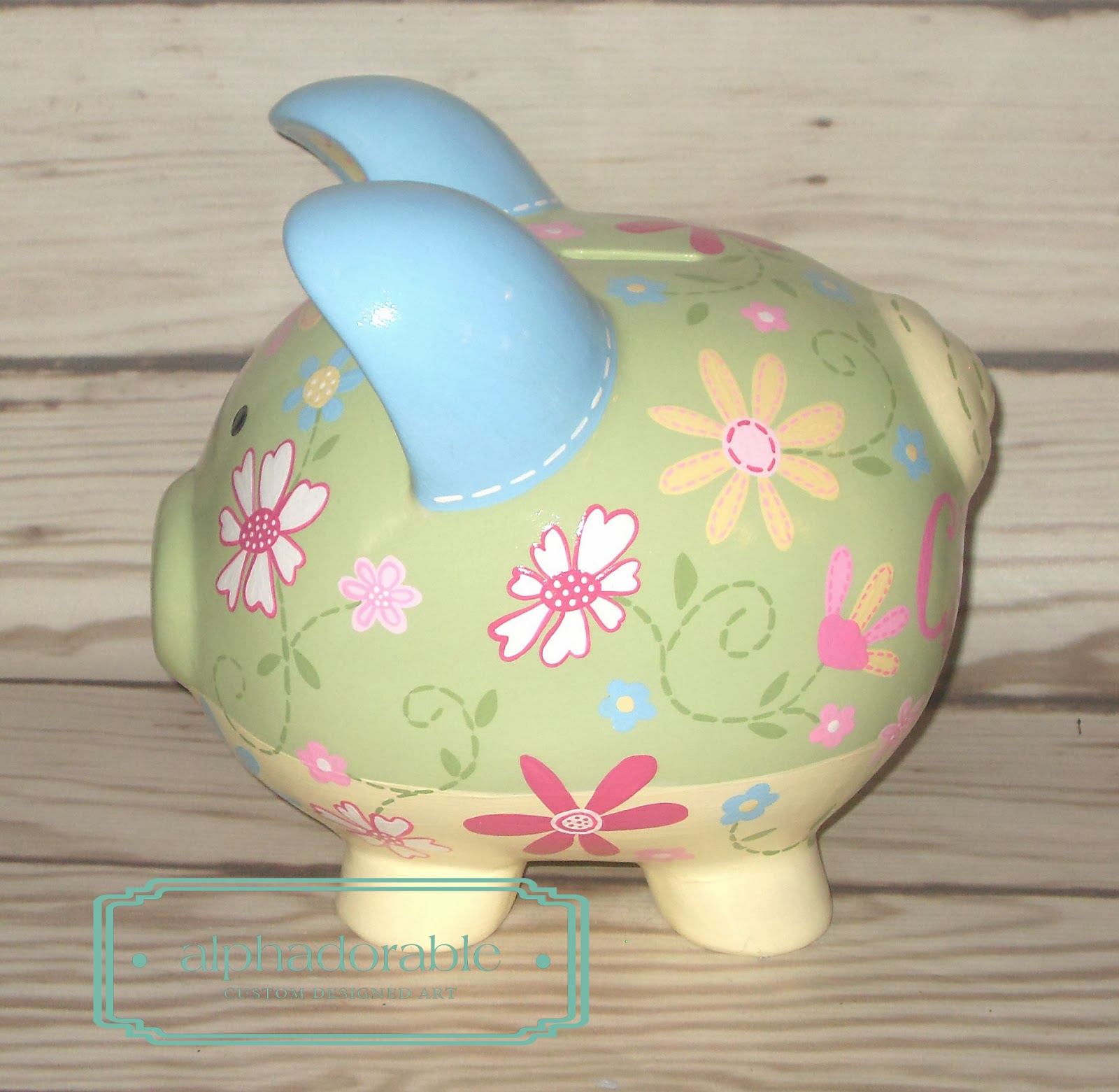 Alphadorable Custom Piggy banks for a Daisy Garden Nursery!!