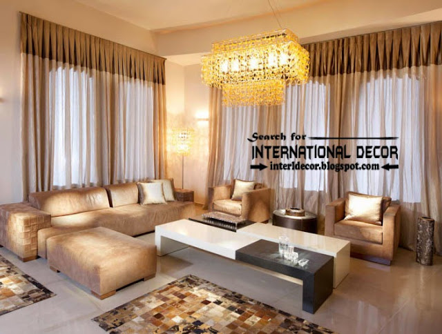 Top trends living room curtain styles, colors and materials