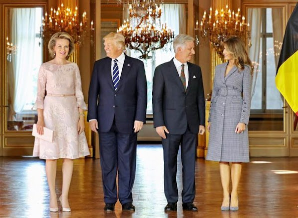 King Philippe and Queen Mathilde, President Donald Trump and First Lady Melania Trump attend a reception at the Brussels Royal Palace