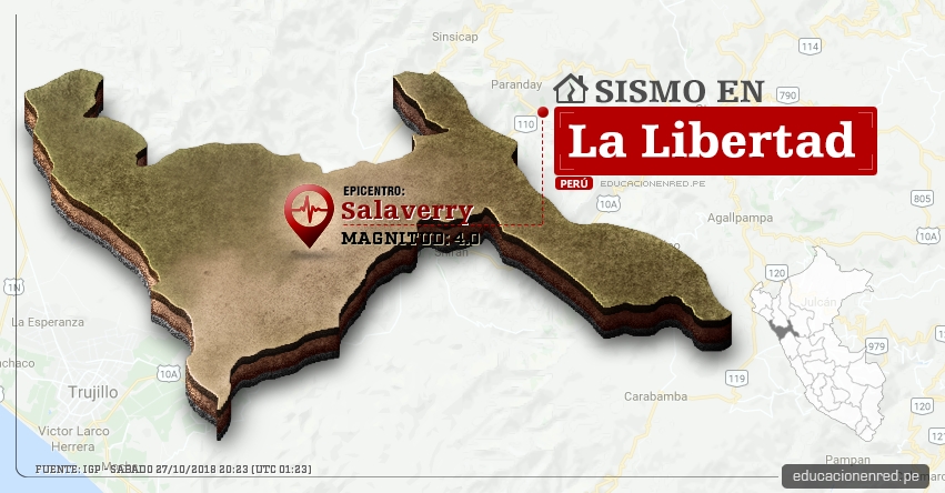 Temblor en La Libertad de magnitud 4.0 (Hoy Sábado 27 Octubre 2018) Sismo EPICENTRO Salaverry - Trujillo - IGP - www.igp.gob.pe Temblor en La Libertad de magnitud 4.0 (Hoy Sábado 27 Octubre 2018) Sismo EPICENTRO Salaverry - Trujillo - IGP - www.igp.gob.pe