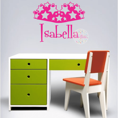 vinilo decorativo pared habitacion, infantil, estrellas, nombre