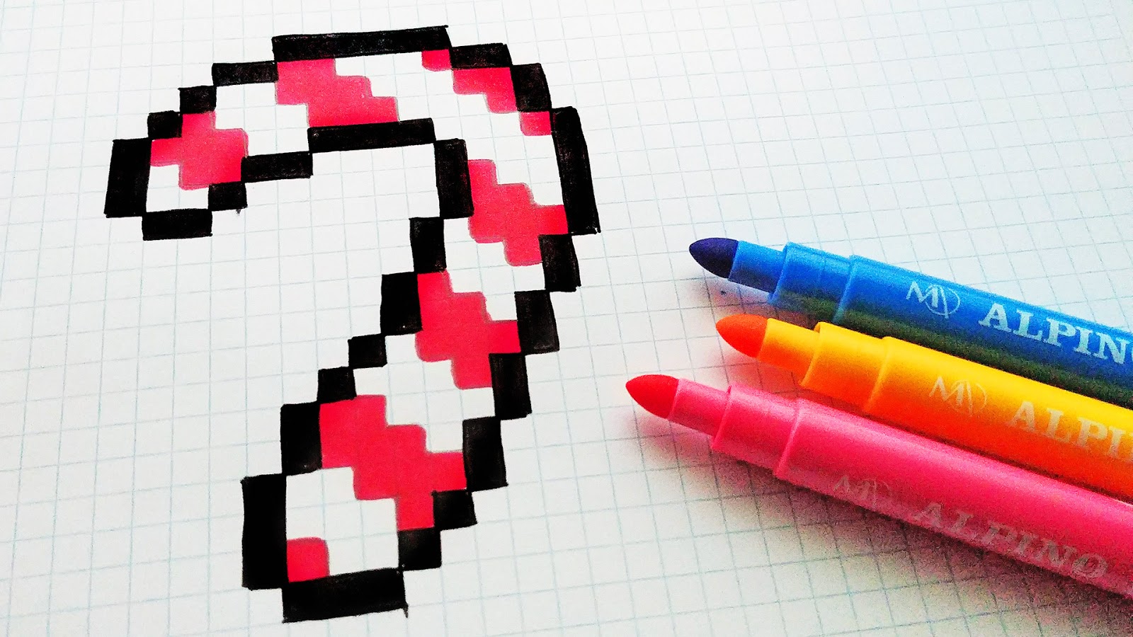 Handmade Pixel Art How To Draw a Candy Cane Merry Christmas pixelart
