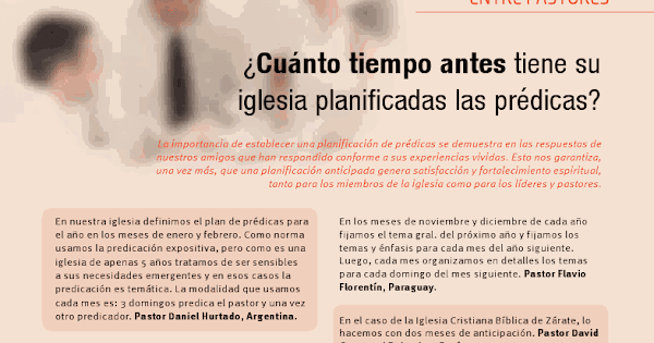 Cuánto tiempo antes planificadas prédicas? | Revista La Fuente