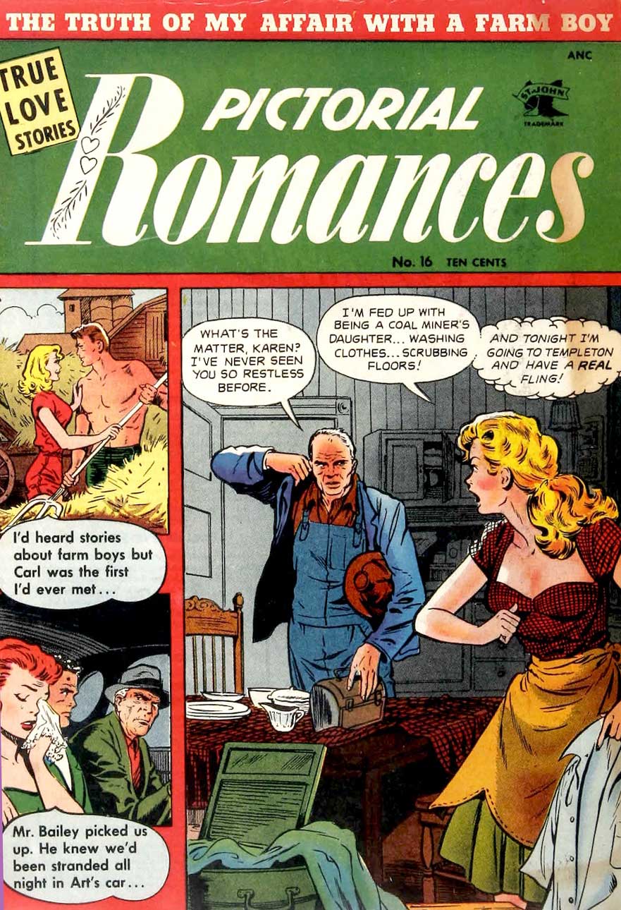 Pictorial Romances #16 st. john golden age 1950s romance comic book cover art by Matt Baker